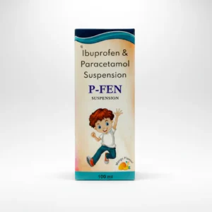 P-FEN Oral Suspension | Pediatric Ibuprofen + Paracetamol For Fever & Pain Relief | Children’s Fever Medicine, Pain Relief Suspension For Kids, Pediatric Ibuprofen And Paracetamol, Post-Immunization Fever, Teething Pain Relief, Cold And Flu Suspension For Children