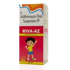 RIVA-AZ Oral Suspension | Azithromycin 200mg For Pediatric Bacterial Infections | Azithromycin 200mg Suspension, Pediatric Antibiotic Suspension, Children’s Bacterial Infection Treatment, Broad-Spectrum Antibiotic, Once-Daily Antibiotic, URTI Treatment In Children, Typhoid Fever Medicine, Tonsillitis Antibiotic
