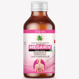 Megariv Suspension | Quick Relief From Acidity And Bloating | Acid Reflux Syrup, Antacid Suspension, Gas Relief Medicine, Stomach Bloating Treatment, GERD Remedy, Sugar-Free Antacid, Digestion Aid
