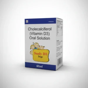 Sunly D3 Drops | Vitamin D3 (Cholecalciferol) Oral Solution for Children – 60 ml | Vitamin D3 oral drops, cholecalciferol drops for children, vitamin D drops for kids, bone health supplement for children, calcium absorption support, pediatric vitamin D drops, vitamin D3 400 IU drops, mango flavoured vitamin drops